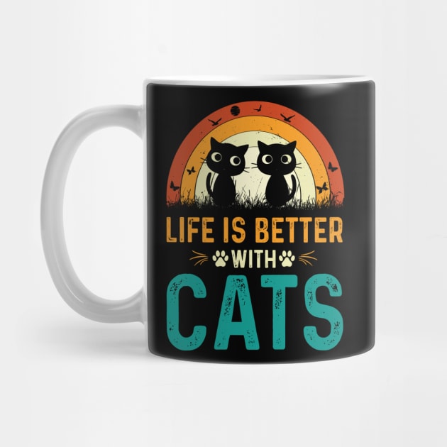 life is better with cats t-shirt by rissander